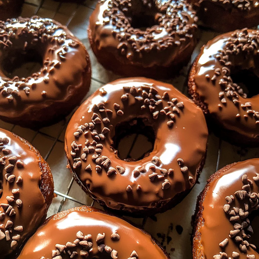 Homemade Baked Frosted Chocolate Donuts