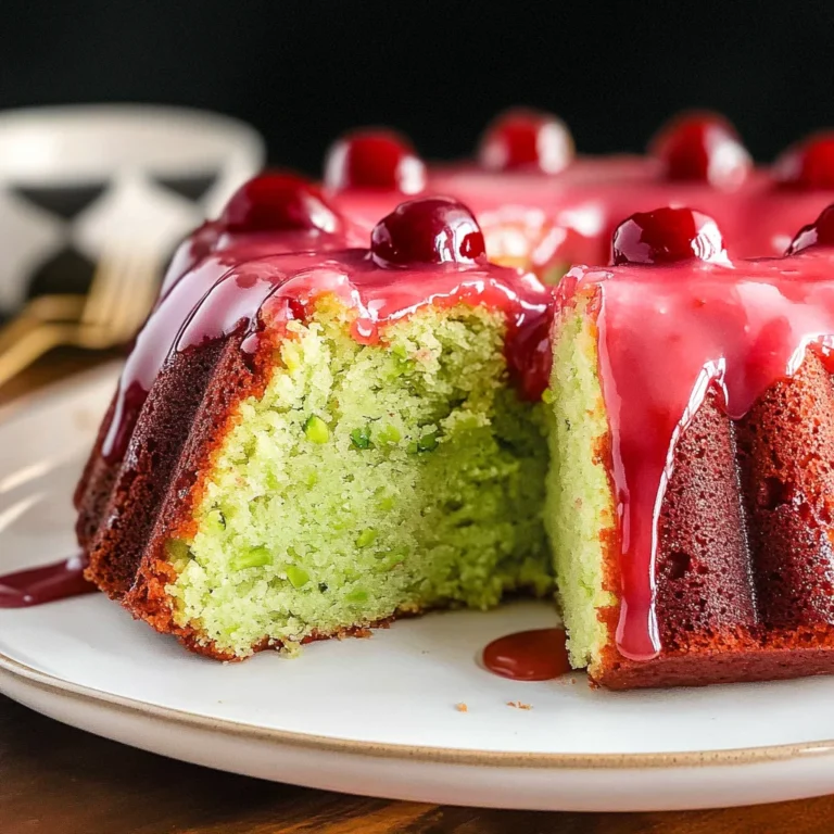 Pistachio Bundt Cake w/ Cherry Glaze