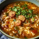 Spicy Jambalaya Soup with Andouille Sausage and Chicken Recipe