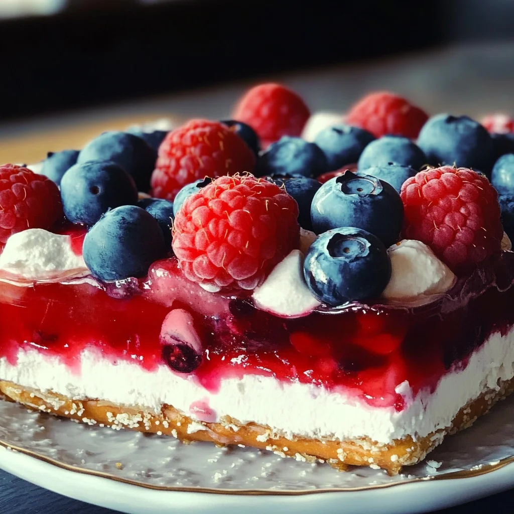Red White and Blue Pretzel Salad