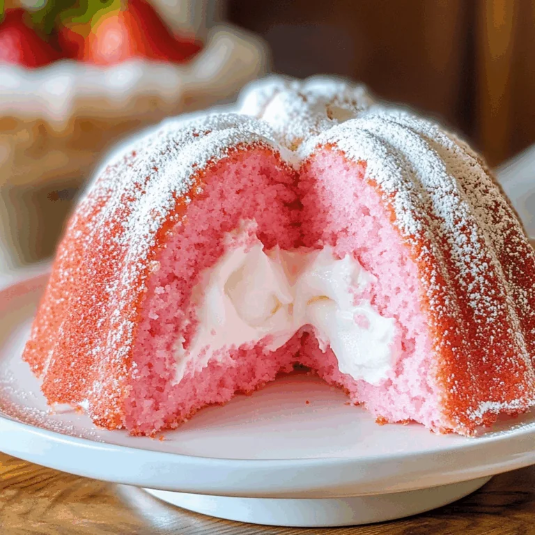 Strawberry Marshmallow Cake (Strawberry Bundt Cake with Marshmallow Cream Filling)